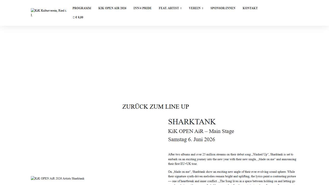 KiK OPEN AiR 2026 – Sharktank – KiK Kulturverein, Ried i. I.
