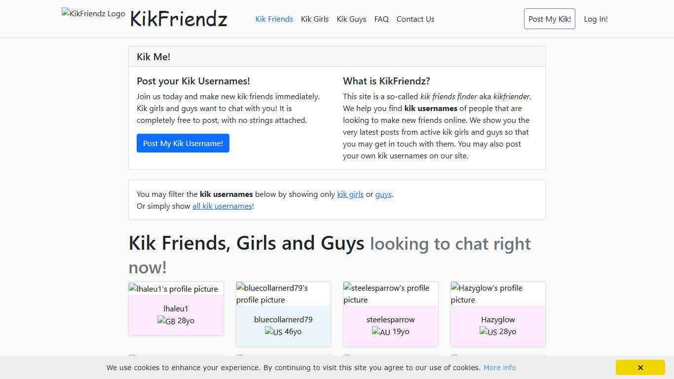 Find Kik Usernames, Kik Friends & Kik Girls KikFriendz